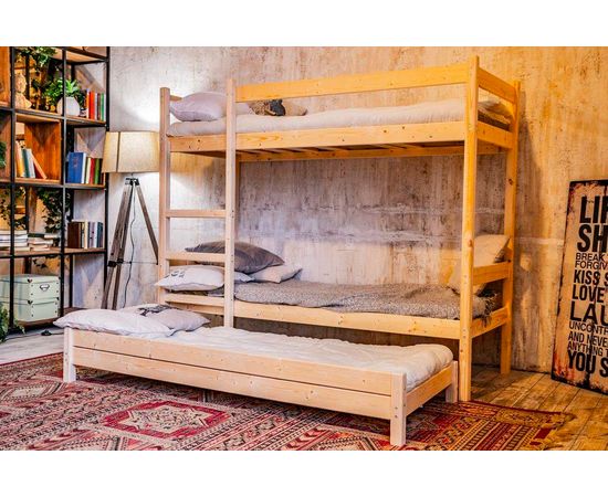 Трехъярусная кровать из массива 3 в 1 Троя-3, КОД:GM3460, images №7, magsale.ru