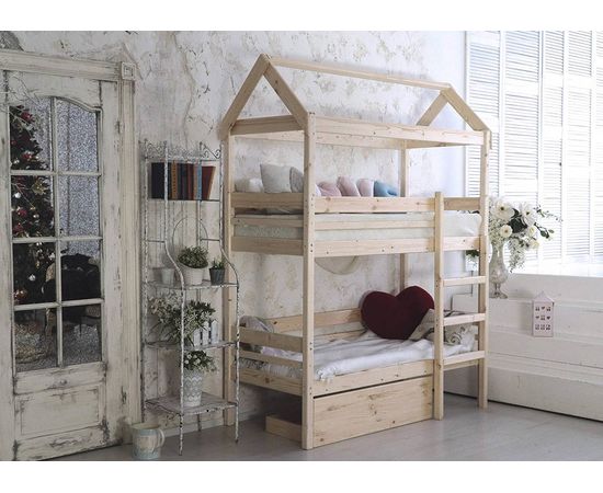 Двухъярусная кровать из массива сосны Бэби-Хаус, КОД:GM3479, images №2, magsale.ru
