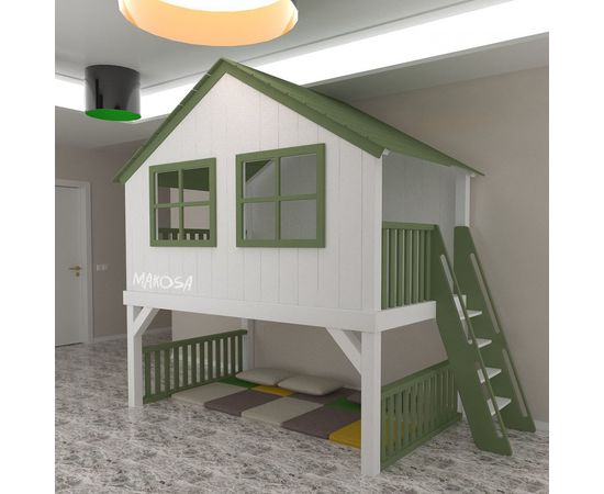 Кровать-чердак из массива сосны Домик Акапулько, КОД:MSP099, images №2, magsale.ru