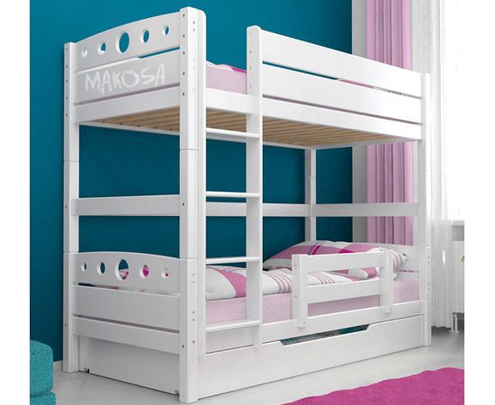 Двухъярусная кровать из массива сосны Берри с выкатным спальным местом, КОД:MSP124, images №3, magsale.ru