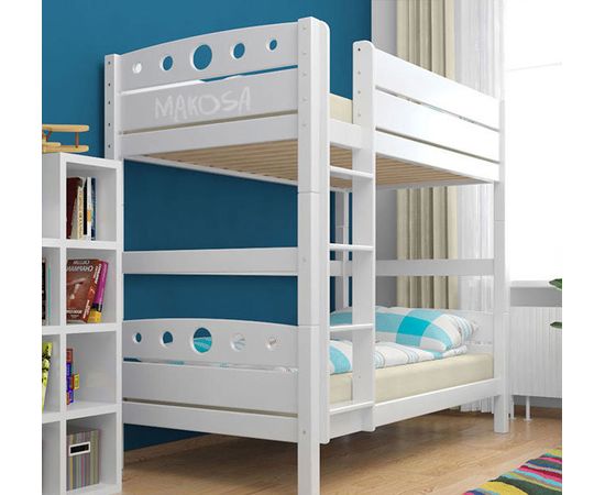 Двухъярусная кровать из массива сосны Берри с выкатным спальным местом, КОД:MSP124, images №2, magsale.ru