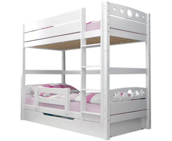 Двухъярусная кровать из массива сосны Берри с выкатным спальным местом, КОД:MSP124, images №1, magsale.ru