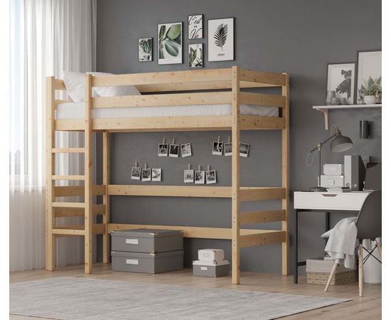 Детская кровать-чердак из массива сосны К-1, КОД:GM3701, images №4, magsale.ru