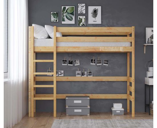 Детская кровать-чердак из массива сосны К-1, КОД:GM3701, images №2, magsale.ru