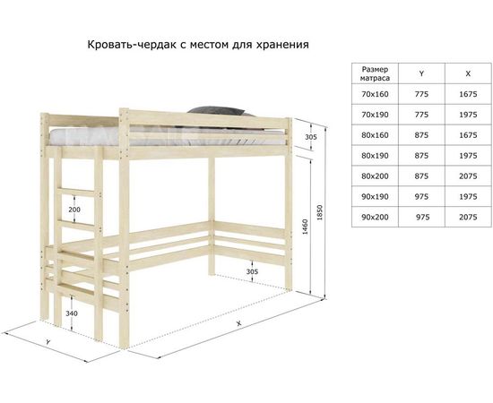 Детская кровать-чердак из массива сосны М-1, КОД:GM3700, images №2, magsale.ru Детская кровать-чердак из массива сосны М-1, КОД:GM3700, images №2, magsale.ru
