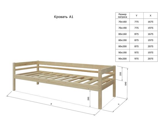 Кровать из массива сосны Сонечка А1, КОД:GM3468, images №8, magsale.ru
