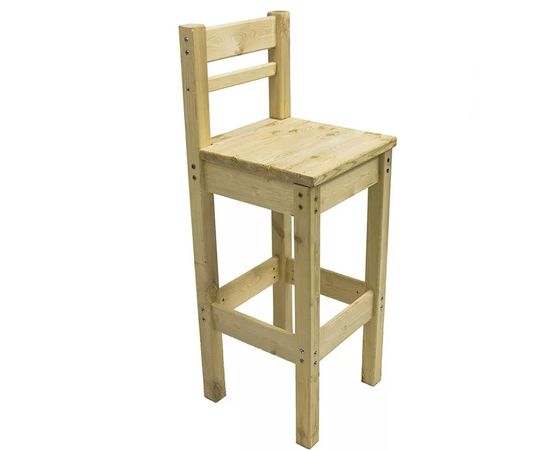 Барный стул из массива сосны с высокой спинкой, КОД:GM3513, images №1, magsale.ru