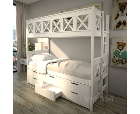 Двухъярусная кровать из массива дерева Прованс Комод, КОД:MS609, images №2, magsale.ru