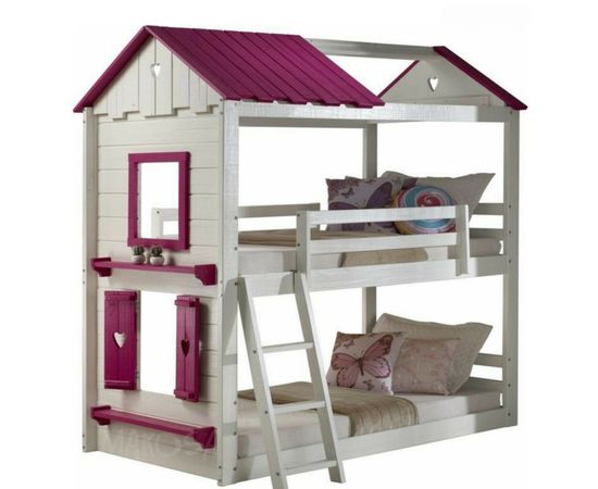 Двухъярусная кровать-домик из массива дерева Бонами, КОД:MS603, images №1, magsale.ru