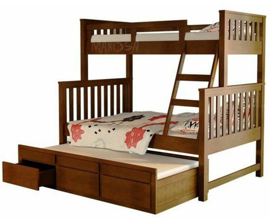 Трехъярусная кровать из массива дерева Бронкс с ящиками, КОД:MS604, images №2, magsale.ru