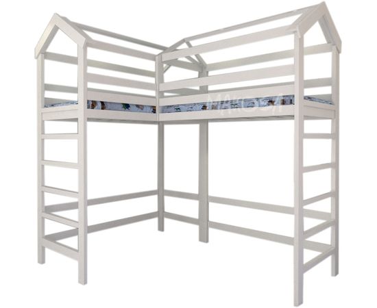 Угловая кровать-чердак из массива дерева Эдельвейс, КОД:MS611, images №1, magsale.ru