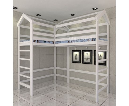 Угловая кровать-чердак из массива дерева Эдельвейс, КОД:MS611, images №2, magsale.ru