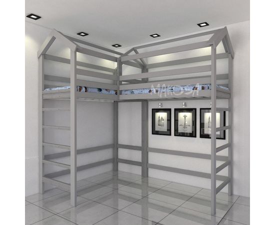 Угловая кровать-чердак из массива дерева Эдельвейс, КОД:MS611, images №3, magsale.ru