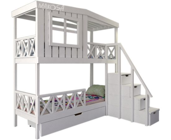 Двухъярусная кровать-домик из массива дерева Этна, КОД:MS612, images №1, magsale.ru
