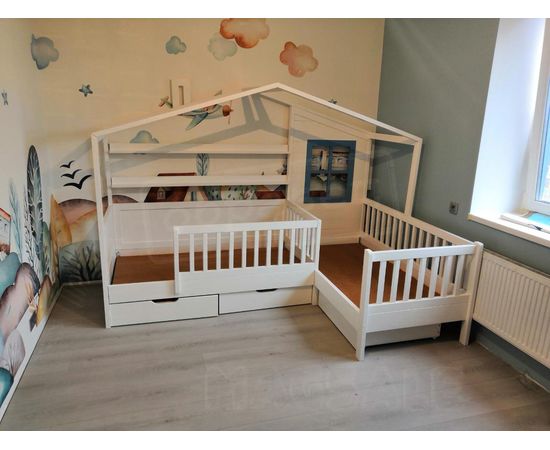 Угловая кровать-домик Бетти 80х160 белая эмаль+5001, КОД:, images №1, magsale.ru