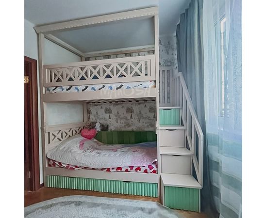 Двухъярусная кровать из массива с балдахином Хельга, КОД:MS630, images №2, magsale.ru