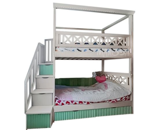 Двухъярусная кровать из массива с балдахином Хельга, КОД:MS630, images №1, magsale.ru