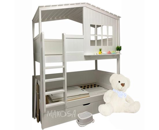 Двухъярусная кровать из массива сосны Канкун, КОД:MS627, images №3, magsale.ru