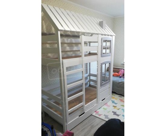 Двухъярусная кровать-домик из массива №32 Екатерина, КОД:MS0917, images №3, magsale.ru