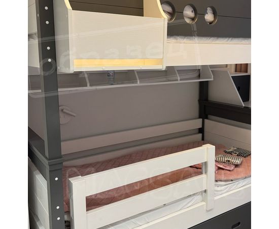 Двухъярусная кровать из сосны Суоми-3 с выдвижной кроватью, КОД:MSK034, images №2, magsale.ru