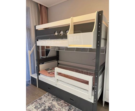 Двухъярусная кровать из сосны Суоми-3 с выдвижной кроватью, КОД:MSK034, images №4, magsale.ru