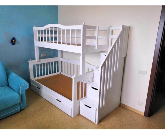 Двухъярусная выкатная кровать Теона-3 90х200 белая эмаль, КОД:, images №1, magsale.ru Двухъярусная выкатная кровать Теона-3 90х200 белая эмаль, КОД:, images №1, magsale.ru