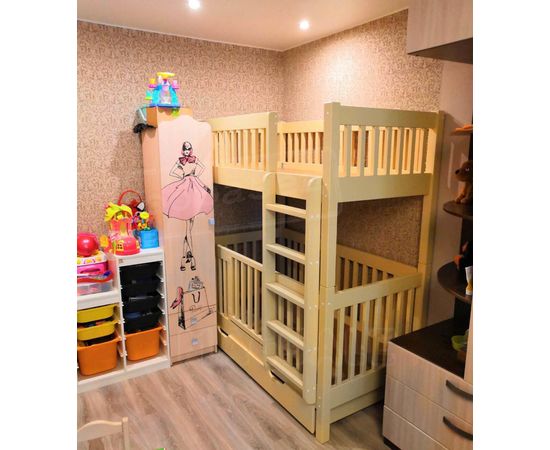 Двухъярусная кровать Винни Люкс 80х180 слоновая кость (классическая лестница), КОД:, images №1, magsale.ru