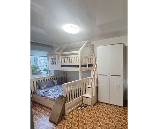Двухъярусная кровать-домик Долли 90/140х200 беленый дуб, КОД:, images №1, magsale.ru