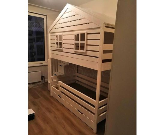 Двухъярусная кровать-домик Бекки 80х190 белая эмаль, КОД:, images №1, magsale.ru Двухъярусная кровать-домик Бекки 80х190 белая эмаль, КОД:, images №1, magsale.ru