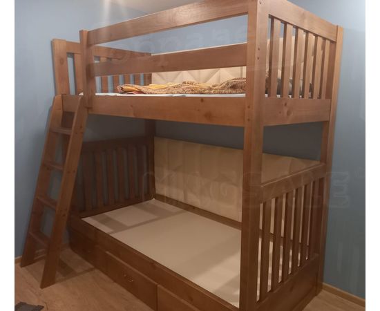 Двухъярусная кровать Эфес орех 90х200 c мягкими панелями, КОД:, images №1, magsale.ru