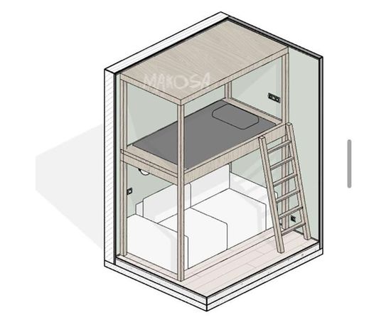Кровать-чердак из массива с балдахином и сеткой Интер, КОД:MS649, images №2, magsale.ru