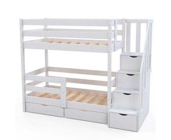 Двухъярусная кровать из массива с лестницей Классика Люкс, КОД:VMK491, images №1, magsale.ru
