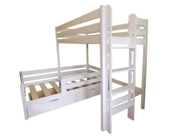 Двухъярусная угловая кровать из массива Марио, КОД:MS712, images №1, magsale.ru