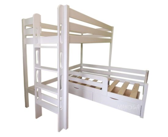 Двухъярусная угловая кровать из массива Марио, КОД:MS712, images №2, magsale.ru