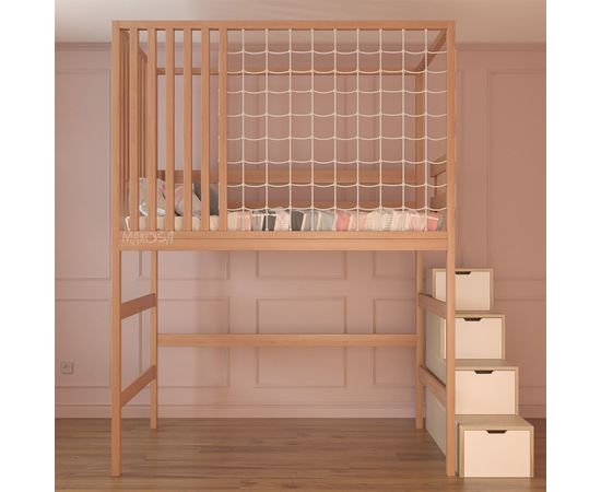 Кровать-чердак с балдахином и сеткой Мигель, КОД:MS651, images №2, magsale.ru