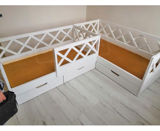 Угловая кровать-тахта Прованс-5 80х180 белая эмаль, КОД:, images №1, magsale.ru