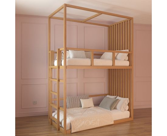 Двухъярусная кровать из массива с балдахином Скай, КОД:MS652, images №2, magsale.ru