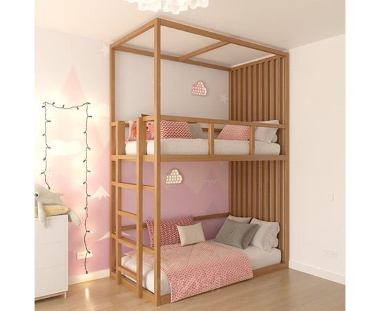 Двухъярусная кровать из массива с балдахином Скай, КОД:MS652, images №1, magsale.ru