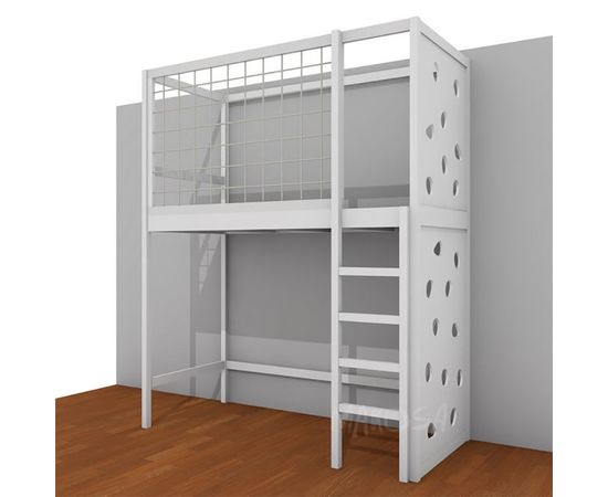 Кровать-чердак из массива с балдахином и сеткой Смарт, КОД:MS653, images №1, magsale.ru