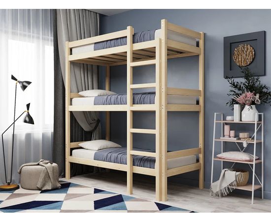 Трехъярусная кровать из массива сосны Трио (Т3), КОД:GM3476, images №2, magsale.ru