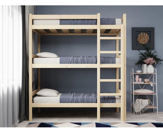 Трехъярусная кровать из массива сосны Трио (Т3), КОД:GM3476, images №4, magsale.ru