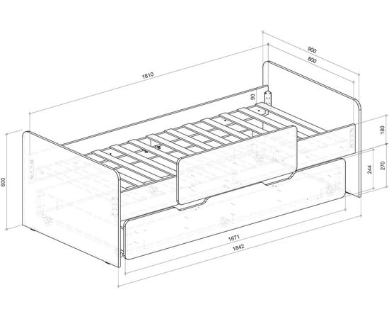 Детская кровать с выкатным спальным местом Ridgimmi 6.3, КОД:RI010, images №11, magsale.ru