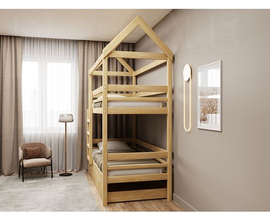 Двухъярусная кровать из массива сосны Бэби-Хаус, КОД:GM3479, images №6, magsale.ru