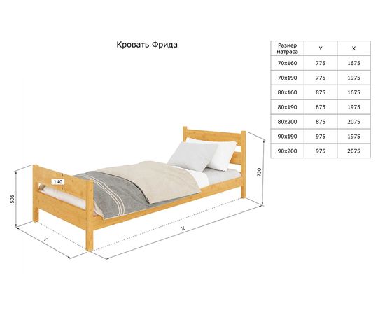 Односпальная кровать из массива Фрида, КОД:GM3800, images №4, magsale.ru
