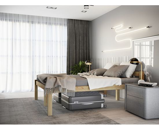 Высокая полутороспальная кровать из массива сосны Геральд, КОД:GM7127, images №1, magsale.ru