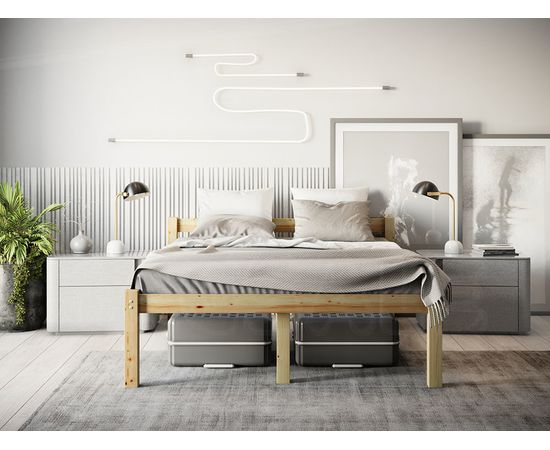 Высокая двуспальная кровать из массива сосны Геральд, КОД:GM7126, images №2, magsale.ru