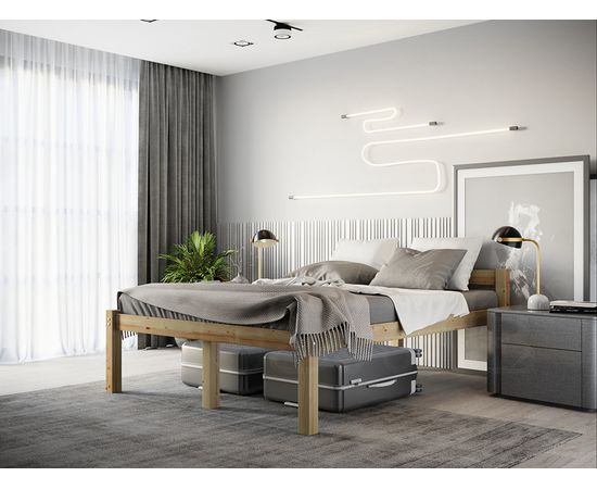 Высокая двуспальная кровать из массива сосны Геральд, КОД:GM7126, images №4, magsale.ru