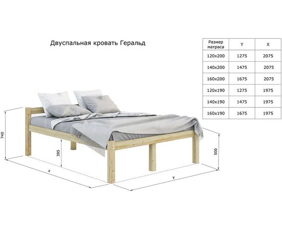 Высокая полутороспальная кровать из массива сосны Геральд, КОД:GM7127, images №5, magsale.ru