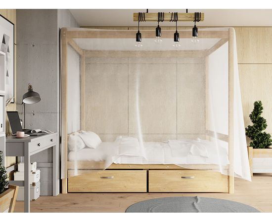 Детская кровать с балдахином Лео (массив сосны), КОД:GM7122, images №8, magsale.ru