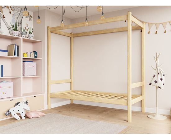 Односпальная кровать из сосны с балдахином Лео, КОД:GM7123, images №9, magsale.ru